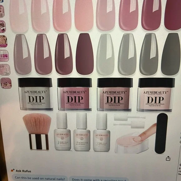 Azure beauty Dip Powder Nail Kit Starter, Hot Pink , Clear , White Summer. - Picture 2 of 3